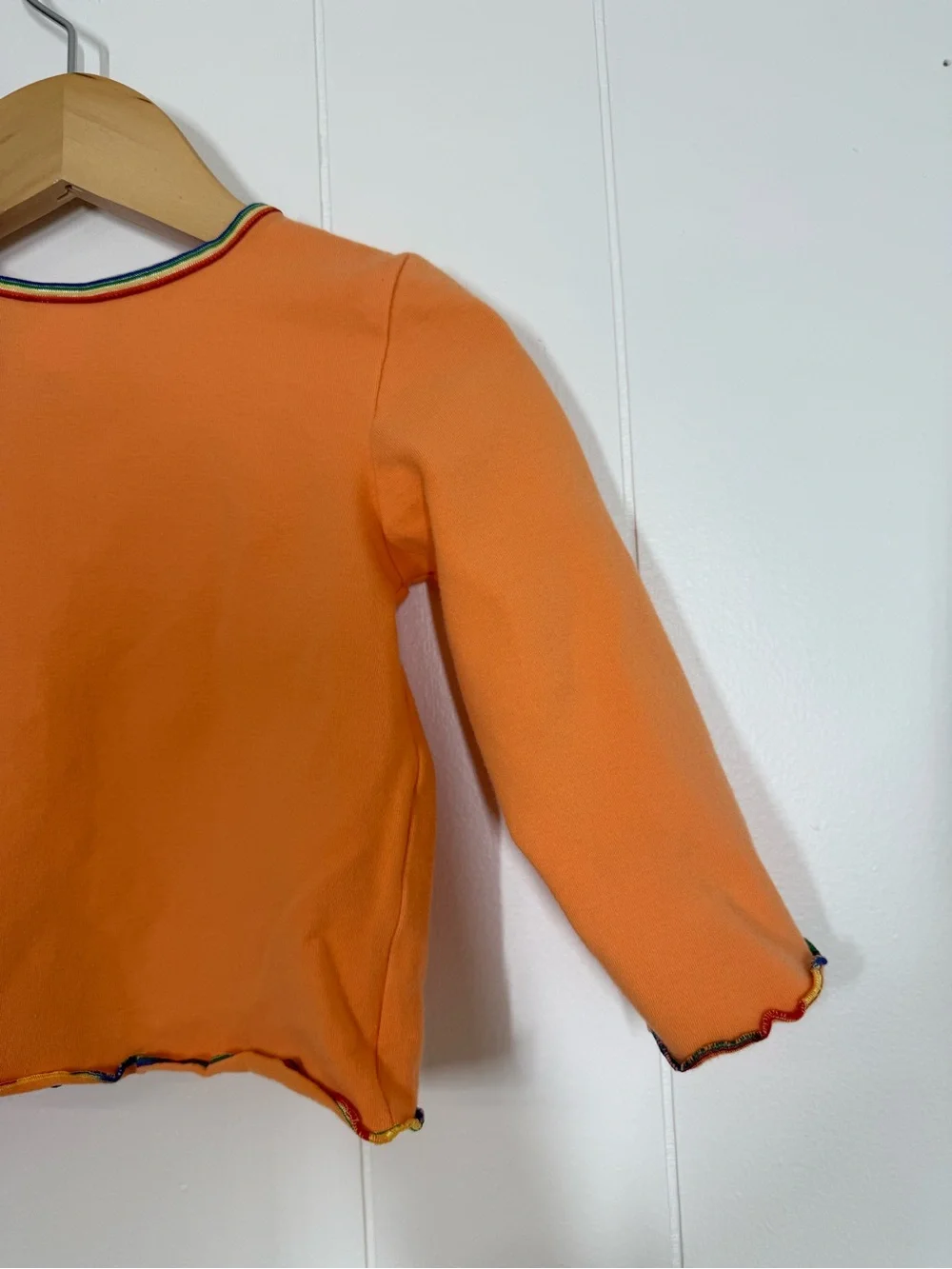 Old Navy Vintage Y2K 2001 Orange Rainbow Ruffle Edge Long Sleeve Tee